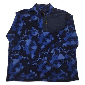 Starter Mens 3XL Blue Camo Fleece 1/4 Zip Pullover Athletic Sweatshirt